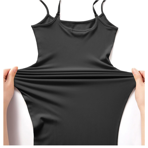 Size XL Ribbed Lounge Slip Long Dress Backless Maxi Dress - Picture 6 of 7